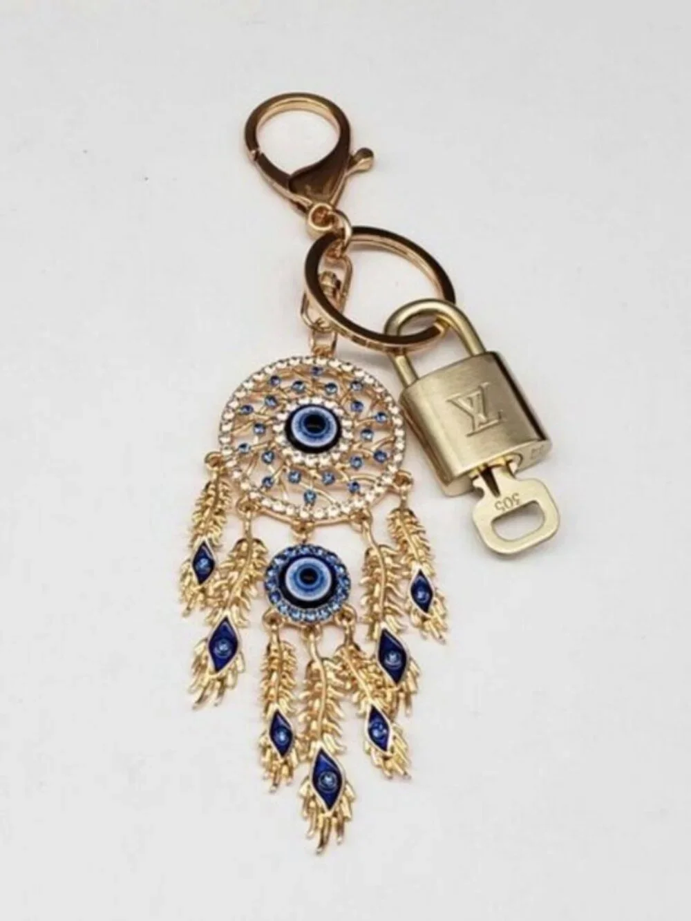 Authentic LV Gold Padlock & Key Set ✨ Luxury Bag Charm w/ Unbranded Keychain
